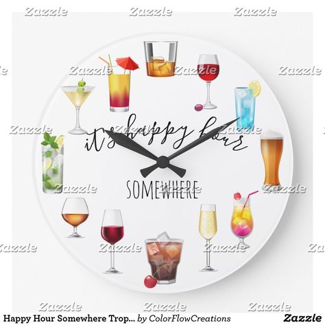 Happy Hour Beer, Beer Illustration, Beer Clock, Illustrative Art, Happy Drink, Happy Hour Drinks, Drinks Cocktails, Wall Clock Design, Hour Glass