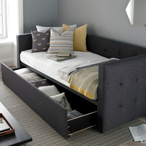 Modern Day Bed, Beds Uk, Murphy Bed Ikea, Grey Sofa Bed, Sofa Bed Design, Daybed With Trundle, Bed With Storage, Day Bed, Guest Bed