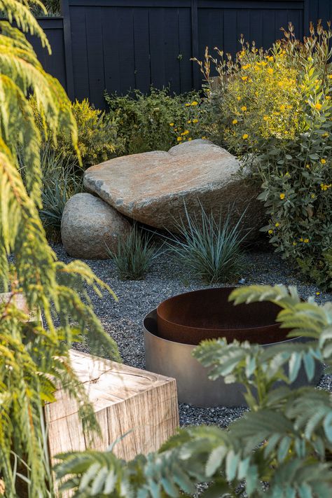 How to Landscape with Boulders: The 4 Tips to Do It Right Landscape With Boulders, Coastal Outdoor Living, Boulder Garden, How To Landscape, Landscape Rock, Waterwise Garden, Landscaping With Boulders, Drought Tolerant Landscape, Rock Garden Design