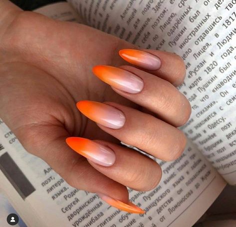 Summer Nails 2024 Square, Summer Ombré Nails, Summer Ombre Nails 2024, Orange Nails Ombre, Summer Classy Nails, Ombre Nails Orange, French Nails Ombre, Orange Ombré Nails, Sunset Ombre Nails