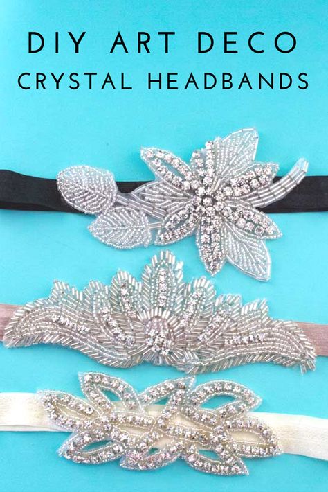 Learn how to make your own easy vintage inspired 1920's crystal headband. A wonderful and classy addition to your party dress or themed event! | DIY | Art Deco | Headpiece | Do It Your Freaking Self Roaring 20s Headpiece Diy, Great Gatsby Headpiece Diy, Gatsby Headpiece Diy, Diy Gatsby Headband, 1920s Headpiece Diy, Diy 1920s Headband, 20s Headband, Diy Art Deco, Prohibition Party