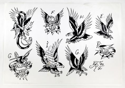 Traditional Eagle Tattoo, Vintage Tattoo Design, 2 Tattoo, Traditional Flash, Tattoo Collection, Eagle Tattoo, Vintage Flash, Traditional Tattoo Flash, Home Tattoo