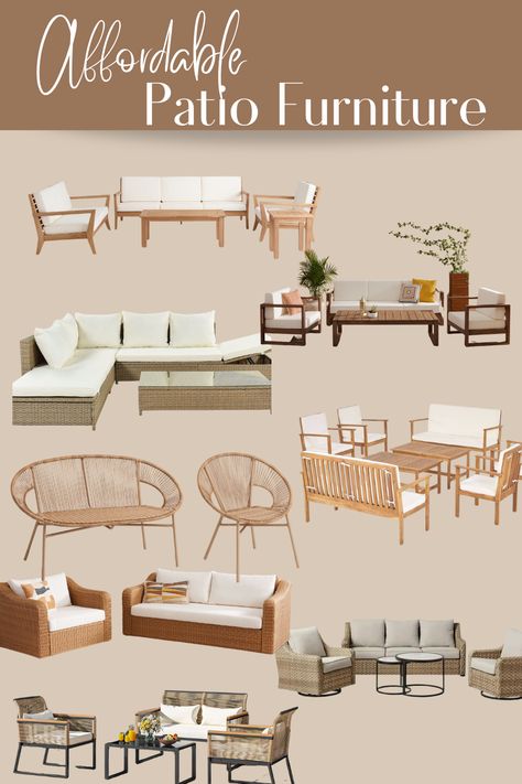 In this post I want to show you the best affordable patio furniture sets that are stunning and that will spruce up your outdoor living area on a budget!



It's that time, to clean up and furnish your outdoor spaces! It might also be the time you realize it might be time for new furniture. We all know patio furniture can be so pricey, and sometimes it's tricky to know where to even start. 



I did some of the work for you and today I want to show some of my favourite affordable patio furniture Nautica Brand Patio Furniture, Bamboo Patio Furniture, Outdoor Furniture Layout Ideas, Affordable Patio Furniture, Backyard Furniture Ideas Seating Areas, Backyard Cozy, First Apartment Goals, Outdoor Furniture Layout, Best Patio Furniture