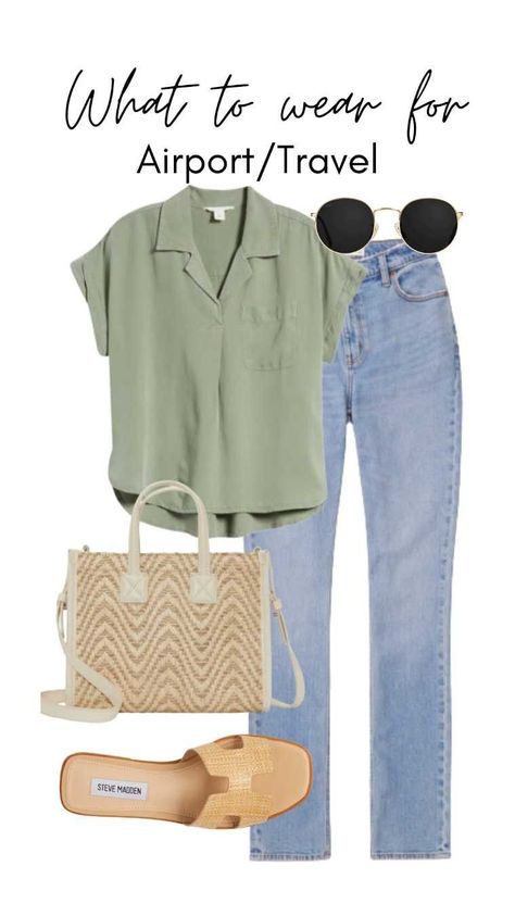 Airport fit inspiration #traveloutfitsummer #outfitinspo #outfit #SummerCapsuleWardrobe #OutfitIdeas. https://www.theworldaccordingtome.org/shopping/1729509_summer-outfit-inspiration-20-chic-looks-to-slay-the-season/?outfit Humid Summer Outfit Casual, Summer Work Outfits Jeans, Couples Shower Outfit Guest, Polyvore Outfits Aesthetic Summer, Neutral Beach Outfits, Chilly Spring Outfits Casual, Spring Night Out Outfit, Plane Travel Outfit, Airport Outfit Aesthetic