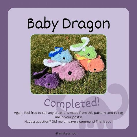 My free crochet pattern for a baby dragon is all done! I didn’t do any pattern testing so please don’t hesitate to reach out with a message… | Instagram How To Crochet A Dragon Free Pattern, Mini Dragon Crochet Pattern Free, Baby Dragon Crochet Pattern Free, Instagram Crochet Pattern, Crochet Dragon Pattern Free, Dragon Crochet Pattern Free, Dragon Crochet Pattern, Dragon Crochet, Crochet Dragon Pattern