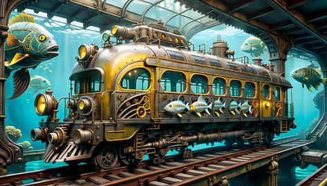 ArtStation - Underwater railway, Alexey Starodumov Anime Underwater, Fantasy Concept, The Project, Art Design, Deviantart, Anime, Art