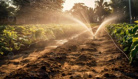 Water splash spray at the vegetable field crop or garden soil could be from hose or garden sprinkler. Watering the plant at the garden backyard or vegetable crop. Garden Sprinklers, Water Splash, Sprinklers, Garden Backyard, Garden Soil, The Plant, Premium Photo, The Garden, Soil