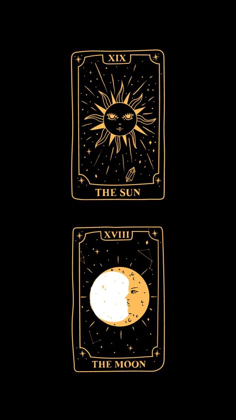 Sol And Luna Aesthetic, Sol And Luna Wallpaper, Moon Tarot Card Aesthetic, La Luna Tarot Card, Tarot Card Moon, Flores Wallpaper, Tarot Card Artwork, Sun And Moon Tarot, Congratulations Card Graduation