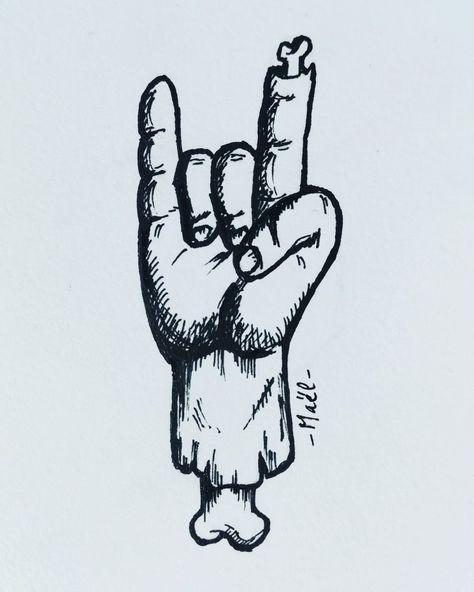 Metal horns Ink on paper Metal Horns Tattoo, Horns Tattoo, Icon Rock, Horn Tattoo, Hands Tattoo, Metal Horns, Rock Tattoo, Logo Design Process, Ink On Paper