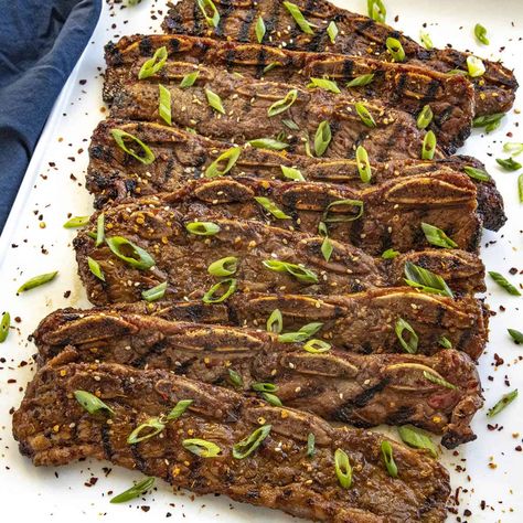 Galbi Recipe (Korean BBQ Beef Short Ribs) Korean Galbi, Korean Bbq Short Ribs Recipes, Korean Beef Short Ribs Oven, Korean Short Rib Marinade, Short Rib Korean Bbq, Kalbi Recipe, Kalbi Ribs, Bbq Beef Short Ribs, La Galbi (korean Bbq Short Ribs)