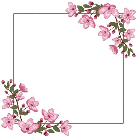 Premium Vector | Cute spring cherry blossom vector frame illustration Cherry Blossom Border, Cherry Blossom Vector, Frame Illustration, Vector Frame, Easy Frame, Purple Daisy, 수채화 그림, Pink Frames, Rectangle Frame