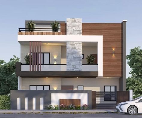 Boundry Wall Front Elevation, G+2 Building Front Elevation, 2 Floors Building Elevation, Front Elevation Of Duplex House, Advocate Office, G+2 Commercial Building Elevation, Villa Elevation, Wall Design Modern, G+2 Elevation Design Indian Modern