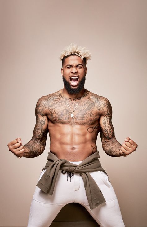 Odell Beckham Jr. Wears The Freshest Looks for This Fall Photos | GQ Odel Beckham, Danny Green, Tattooed Men, Odell Beckham, Black Beards, Trey Songz, Odell Beckham Jr, Beckham Jr, G Eazy