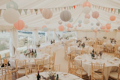 Beautiful Flowery Country Marquee Wedding Marquee Decoration, Pink Lanterns, Hanging Paper Lanterns, Cottage Wedding, Tent Decorations, Wedding Lanterns, Wedding Guest List, Whimsical Wonderland Weddings, Marquee Wedding