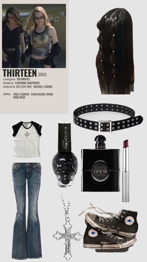 Evie Thirteen Style, Tracy And Evie Costume, Thirteen Halloween Costumes, Thirteen Outfits Tracy, Tracy From 13 Outfits, 13 Aesthetic Outfits, 13 Movie Aesthetic Outfits, Thirteen Movie Tattoo, Movie Thirteen Outfits