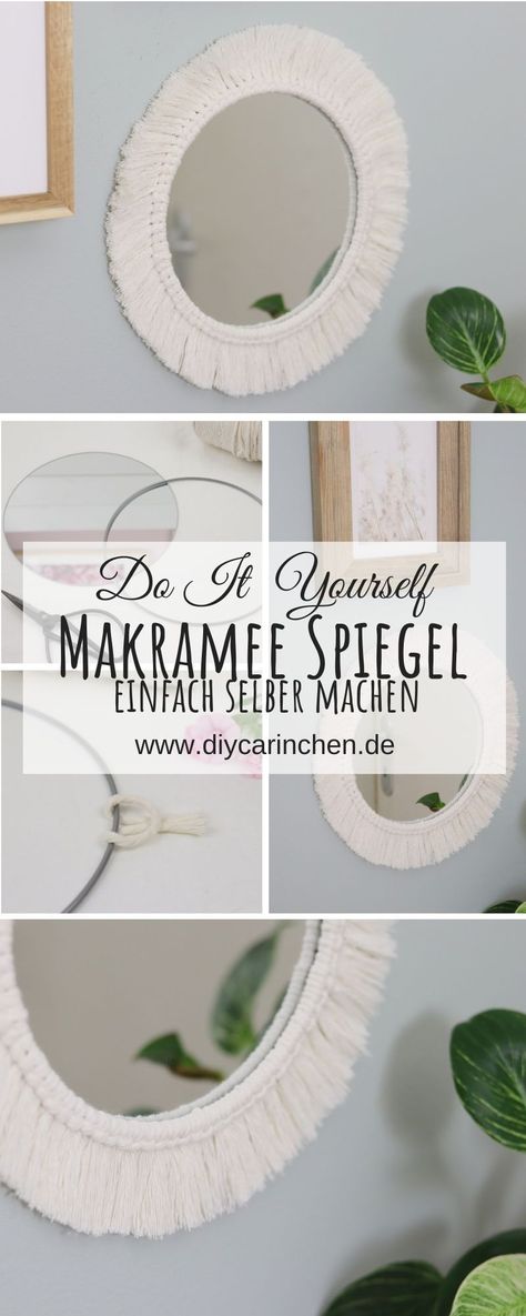 DIY Anleitung - Makramee Spiegel ganz einfach selber machen: Makramee, Macrame, Makramee, Mandala, rund, Flur, Wohnzimmer, Boho, Ideas, Ideen, Design, Interior, Deko, dekorieren, Spiegel, Boho-Stil, Boho Chic, Einrichtung, Mirror, selbstgemachter Spiegel, Trend, DIY, Do It Yourself, basteln, selber machen, schnell, einfach, Anleitung, Tutorial Spiegel Diy, Boho Ideas, Boho Diy, Macrame Diy, Boho Stil, Do It Yourself, Design Interior, Diy And Crafts, Boho Chic