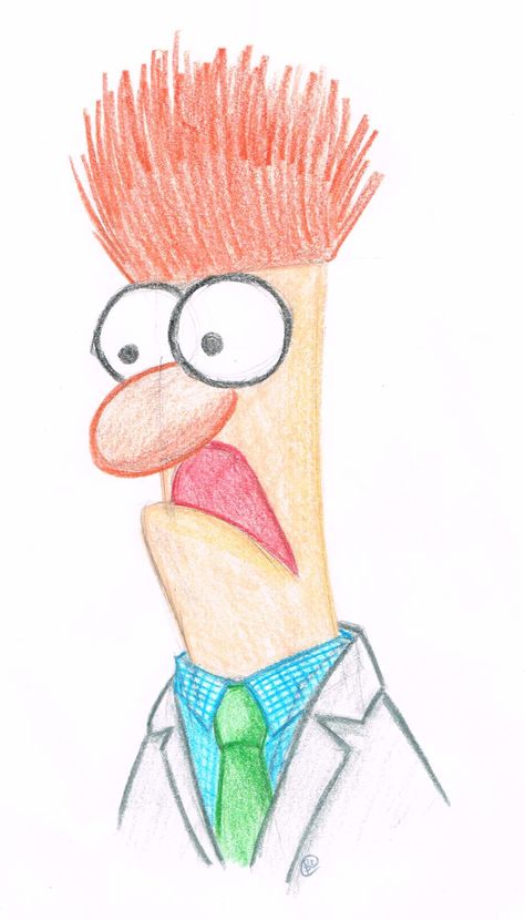 Beaker, Muppets, Disney How To Draw The Muppets, Muppets Drawings, Beaker Muppets Drawing, Beaker From The Muppets, Muppet Beaker, Walter Muppet, Beaker Muppets, Painting Characters, Magic Doodle