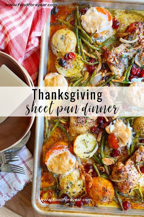 Thanksgiving Sheet Pan Dinner • Food for a Year: One Person Thanksgiving Dinner, Thanksgiving Sheet Pan Meal, Thanksgiving Sheet Pan, Thanksgiving For One, Ab Recipes, Thanksgiving For Two, Thanksgiving Dinner For Two, Thanksgiving Foods, Dinners Recipes