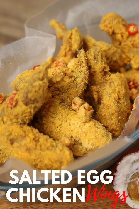 Salted Egg Powder Recipe, Salted Egg Chicken Wings, Salted Egg Recipe, Unli Wings, Salted Egg Chicken, Korean Chicken Wings, Egg Powder, Gourmet Appetizers, Malay Food