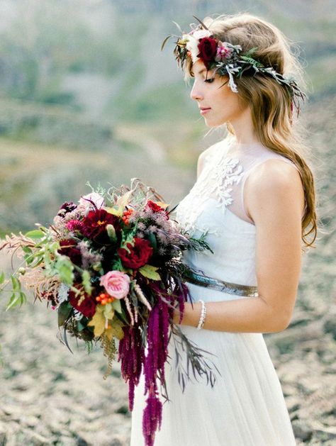 jewel tone themed wedding bouquets ideas Fall Wedding Bridal Bouquets, Jewel Tone Wedding Theme, Purple Wedding Bouquets, Jewel Tone Wedding, Boda Mexicana, Crown Wedding, Flower Crown Wedding, Wedding Hair Inspiration, Mod Wedding