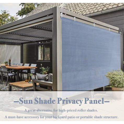 Backyard Patio Designs With Pergola, Privacy Panels Backyard, Privacy Shades For Patio, Outdoor Shades For Patio, Enclosed Patio Ideas On A Budget, Outdoor Shade Ideas Cheap, Simple Backyard Patio Designs, Covered Patio Extension Ideas, Sun Shades For Patio