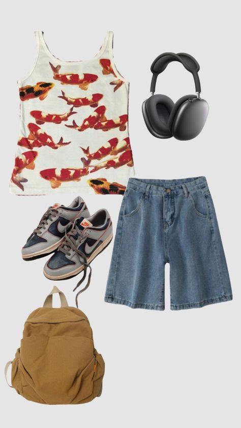 cute outfit with koi fish! #myfirstshuffle #downtowngirl #fish #nike #jorts Fishing Outfits, Cute Outfit, Wearing Clothes, Koi Fish, Aesthetic Outfits, Dream Wardrobe, Your Aesthetic, Connect With People, Creative Energy