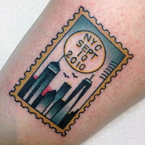 Tattoo Planning, Skyline Tattoo, Stamp Tattoo, New York Tattoo, Nyc Tattoo, Omerta Tattoo, Back Of Shoulder Tattoo, Tattoo Designs For Men, East River