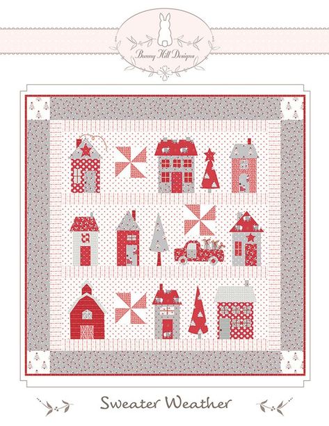 Sweater Weather BHD-2156G - 752106533769 Weather Quilt, Modern Christmas Quilt, Holiday Quilt Patterns, Layer Cake Patterns, Applique Quilt Patterns, Hanging Table, Holiday Quilts, Felt Sheets, Christmas Quilt