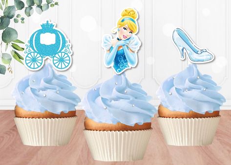 Cinderella Cupcake Toppers, Frozen Cupcake Toppers, Mickey Cupcakes, Cinderella Cupcakes, Mickey Halloween Party, Halloween Cupcake Toppers, Cupcake Decor, Treat Toppers, Mickey Mouse Halloween