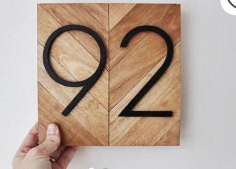 Functional Gifts, Home Based Work, Modern House Numbers, Home Exterior Makeover, Wooden Door Signs, Modern House Number, House Number Plaque, Exterior Makeover, Address Numbers