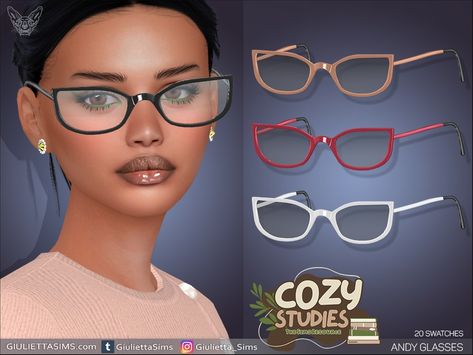 The Sims Resource - Cozy Studies - Andy Glasses Sims 4 Studio, Sims 4 Teen, Sims 1, Sims 4 Cas, Sims 4 Clothing, Sims Mods, Sims 4 Cc, Maxis Match, The Sims Resource