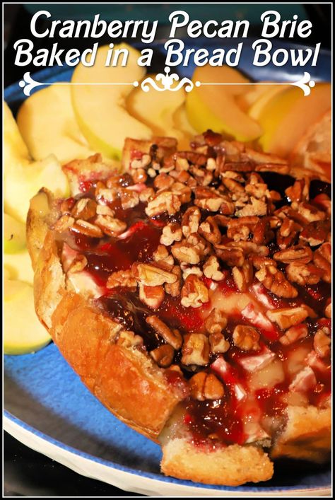 Baked Brie And Cranberry Bread Bowl, Cranberry Pecan Brie, Pecan Brie, Brie Baked, Cranberries Recipes, Awesome Appetizers, Bread Bowl, Fried Pickles, Amazing Appetizers