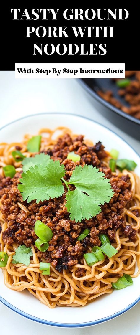 Image for Tasty Ground Pork with Noodles Ground Pork Stir Fry Recipes, Easy Ground Pork Recipes For Dinner, Ground Pork Noodles, Diced Pork Recipes, Ground Pork Recipes Easy, Ground Pork Recipes For Dinner, Ground Pork Sausage Recipes, Pork Sausage Recipes, Ground Pork Recipes