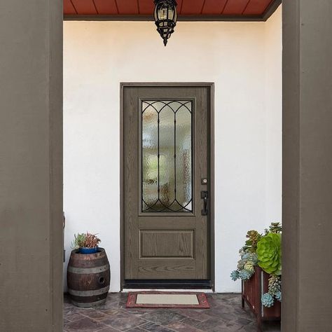 Single Front Door Ideas, Garage Door Framing, Mobile Home Doors, Single Front Door, Craftsman Door, Therma Tru, Stained Doors, Victorian Door, Exterior Front Doors