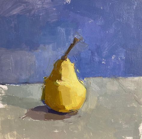 Finished Pear painting from WAC demo Sarah Spackman, Pear Artwork, Pear Painting, Oil Painting Basics, Painting Basics, Pear Art, Drawing Techniques, Painting Projects, Still Life