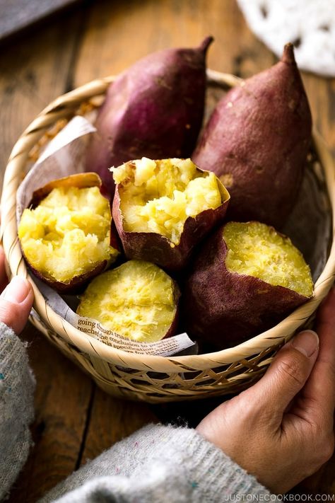 With this foolproof recipe, you can make Baked Japanese Sweet Potatoes (Yaki Imo) that are perfectly tender, fluffy, and sweet! #yakiimo #japanesesweet potato #satsumaimo | Easy Japanese Recipes at JustOneCookbook.com Japanese Festival Food, Food Step By Step, Japanese Sweet Potatoes, Sweet Potato Wrap, Japanese Food Recipes, Japanese Grocery, Sweet Potato Skins, Japanese Sweet Potato, Stone Oven