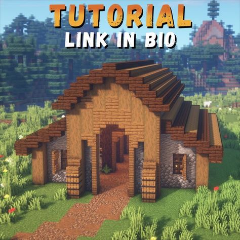 Check out the tutorial on my YouTube! Barn In Minecraft, Minecraft Barn, Minecraft House Plans, Minecraft Farm, Minecraft Castle, Cool Minecraft Creations, Minecraft Medieval, Minecraft Furniture, Minecraft Plans