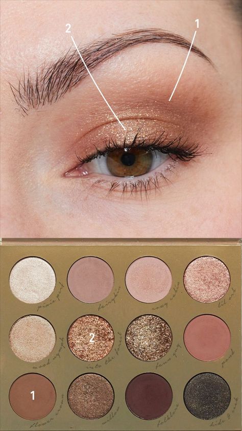 Simple neutral eyeshadow look with gold glitter using the ColourPop Fairy Well Palette. Simple Neutral Eyeshadow, Fairy Well, Eyeshadow Tutorial Natural, Simple Eyeshadow Tutorial, Gold Eyeshadow Looks, True Neutral, Natural Eyeshadow Palette, Sparkle Eyeshadow, Soft Eye Makeup