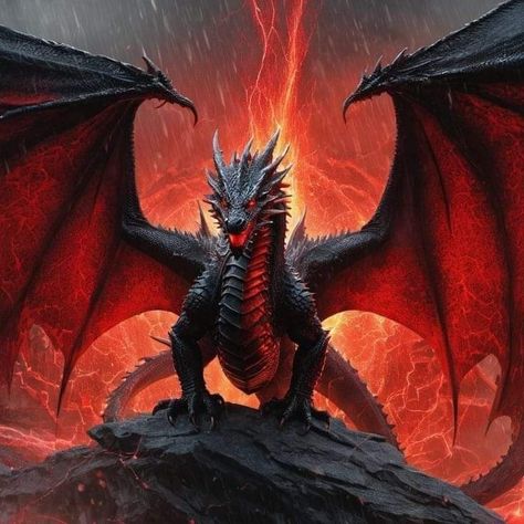 Black And Red Dragon, Red And Black Dragon, Naga Snake, Red Eyes Black Dragon, Dragon Pics, Dragon Oc, Eyes Black, Fantasy Beasts, Dragon Rider