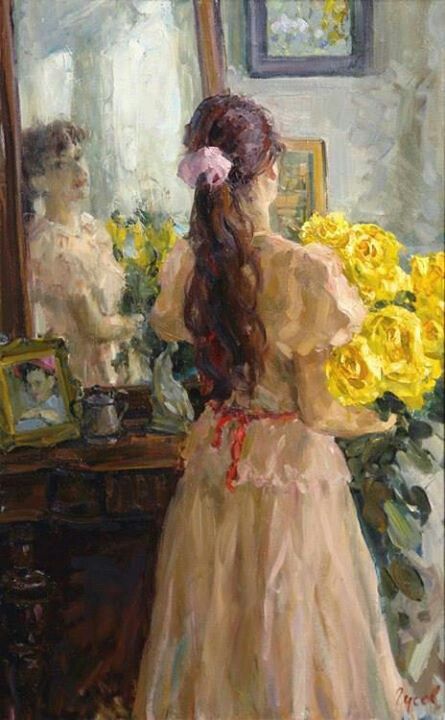 Vladimir Gusev Rennaissance Art, Arte Van Gogh, Wow Art, Old Paintings, Aesthetic Painting, Romantic Art, Ethereal Art, Classical Art, A Mirror