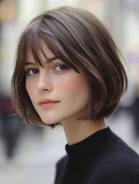 Chin-Length Haircuts: Versatile Styles for Every Face Shape and Hair Type Chin Length Haircuts With Bangs, Short Haircut For Long Face Shape, Short Hairstyle Women Long Face, Short Hair For Long Face Shape, Haircolor Ideas, Chin Length Haircuts, Long Pixie Hairstyles, Long Face Shapes, Short Hair Lengths