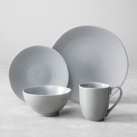 Fortessa Heirloom Smoke 16-Piece Dinnerware Set #williamssonoma Registry Ideas, Dishware Sets, Mid Century Modern Aesthetic, Stoneware Dinnerware Sets, White Dishes, Stoneware Dinnerware, Tools For Sale, Dinnerware Set, Salad Plates