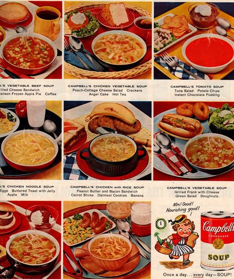 Campbell's Soup 1959 | barbiescanner | Flickr Vintage Campbells Soup Ads, Campbell Recipes, Vintage Meals, 1970s Food, Food Checklist, 1950s Food, Campbells Soup Recipes, Campbells Recipes, Pantry Recipes