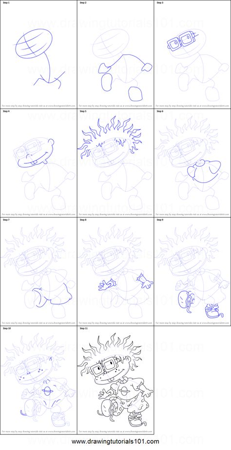 Chuckie is the lead deuteragonist of the series and he is the best friend of Tommy. He has a scratchy voice, peeled skin and he looks all nerdy with those eyeglasses he has. Chucky Rugrats Drawing, How To Draw Rugrats Step By Step, Rugrats Drawings Easy, How To Draw Rugrats, Rugrats Drawings, Rugrats Nails, Chucky Drawing, Disney Drawing Tutorial, Hand Art Kids