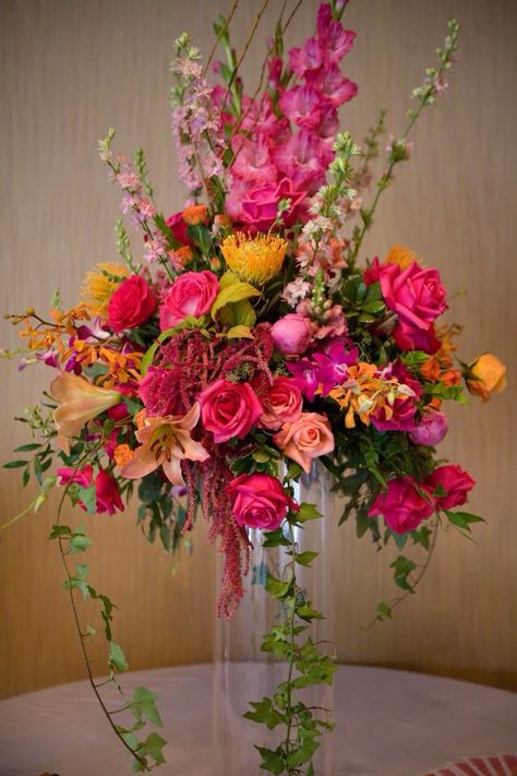 Pink And Orange Arrangements, Pink And Orange Wedding Flowers Centerpieces, Pink Yellow Orange Flower Arrangement, Pink Orange Yellow Wedding Centerpieces, Orange And Pink Floral Arrangements, Pink Orange White Green Wedding, Pink And Orange Wedding Centerpieces, Pink Orange Flower Arrangement, Fushia And Orange Wedding