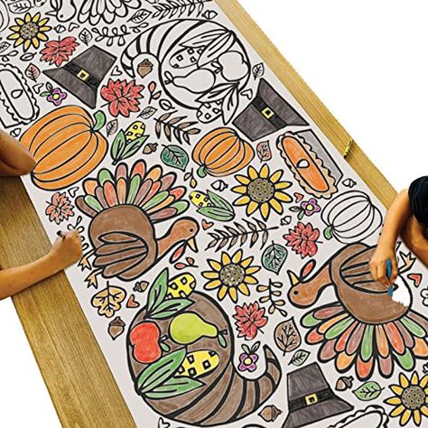 PRICES MAY VARY. THANKSGIVING FUN - Keep kids engaged and having fun this Thanksgiving! They can custom color or paint this adorable HUGE banner and be entertained for hours THANKSGIVING FUN - Keep kids engaged and having fun this Thanksgiving! They can custom color or paint this adorable HUGE banner and be entertained for hours BIG COLORING BANNER - Your order includes one 30" x 72" inch large paper coloring poster. Its big size doesn't just help create a large arts and crafts area...it also ca Paper Coloring, Kids Mess, Fall Party Decorations, Thanksgiving Placemats, Thanksgiving Coloring, Thanksgiving Activities For Kids, Thanksgiving Color, Paper Banners, Hidden Pictures