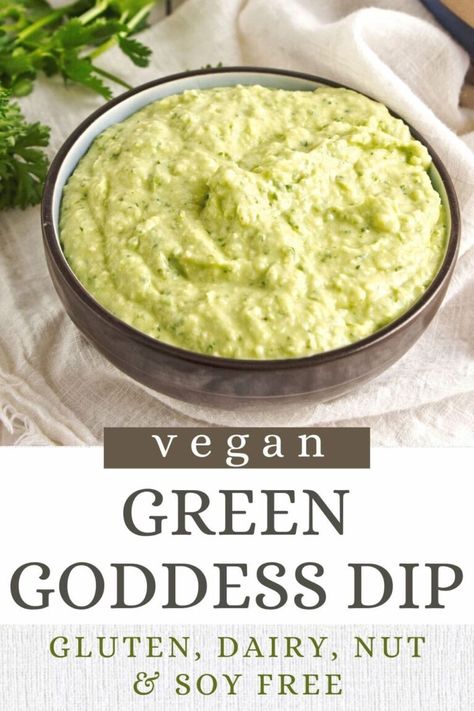 Green Goddess Recipe, Vegan Dip Recipes, Cauliflower Dip, Green Goddess Dip, Goddess Dressing Recipe, Goddess Dressing, Green Goddess Dressing, Vegan Dip, Delicious Gluten Free Recipes