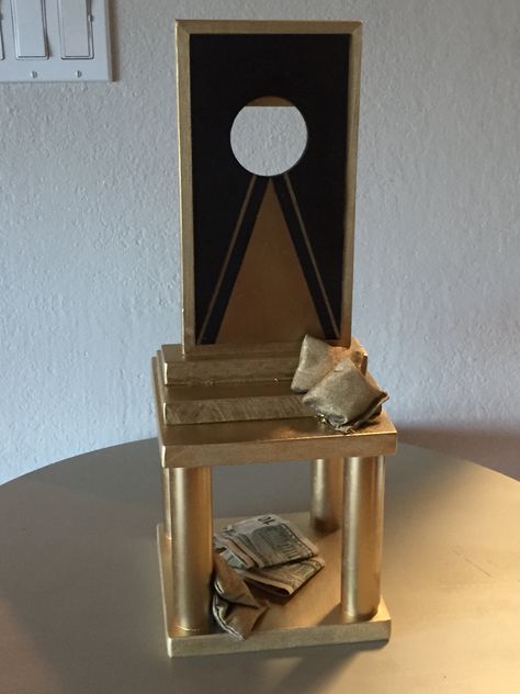 Cornhole Tournament Trophy Family Trophy Ideas, Corn Hole Trophy Diy, Cornhole Trophy Ideas, Diy Cornhole Trophy Ideas, Cornhole Trophy Diy, Cornhole Tournament Ideas, Yard Olympics, Cornhole Party, Homemade Trophies