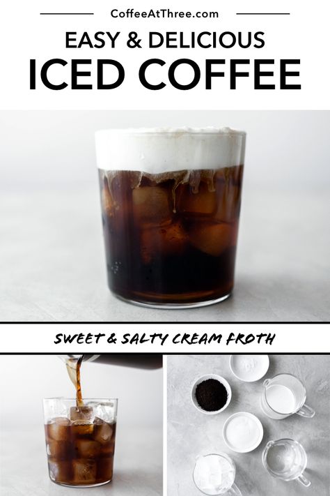 Iced coffee is so easy to make using a coffee maker. Quickly cooled using ice and then topped with a decadent cream froth, this iced coffee is perfect anytime! Decadent and delicious this iced coffee is the BEST iced coffee you will every try! #icedcoffee #coffee #easyrecipe #homemade Frothed Milk Recipes, Milk Frother Recipes, Frother Recipes, Caffeinated Drinks, Perfect Iced Coffee, Coffee With Cream, Blender Portable, Cold Brew Coffee Recipe, Iced Coffee Recipes