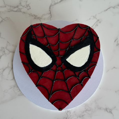 This cake cutie is composed of a Vanilla sponge base and a @nielsenmassey vanilla bean ganache filling. Buttercream was colored with @colour.mill red and the smallest amount of black. #heartcake #spiderman #spidermancake #marvel #colourmill #nielsenmassey Marvel Cakes, Deadpool Cake, Spiderman Outfit, Ganache Filling, Marvel Cake, Spiderman Cake, Vanilla Sponge, Heart Cake, Marvel Deadpool